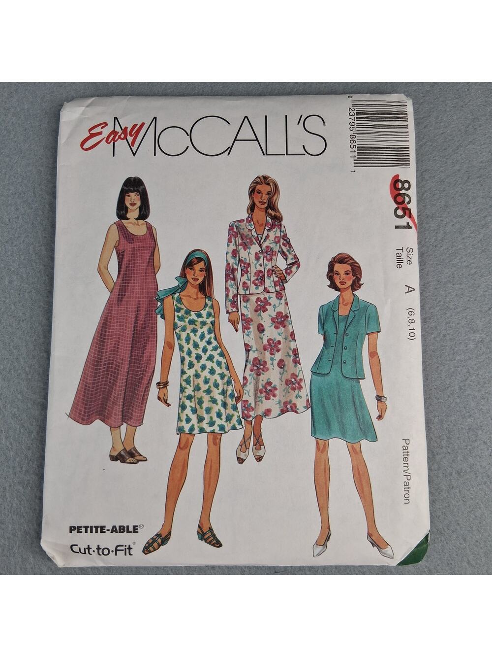 Easy McCall's Sewing Pattern 8651 Dress Blazer Women's Size A 6 8 10 Vintage